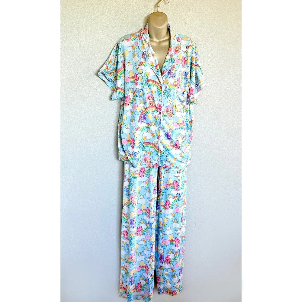 Retro Care Bears Women XL Favorite Bears Pose Pajama Pants Set Kidcore Nostalgic - Picture 3 of 15
